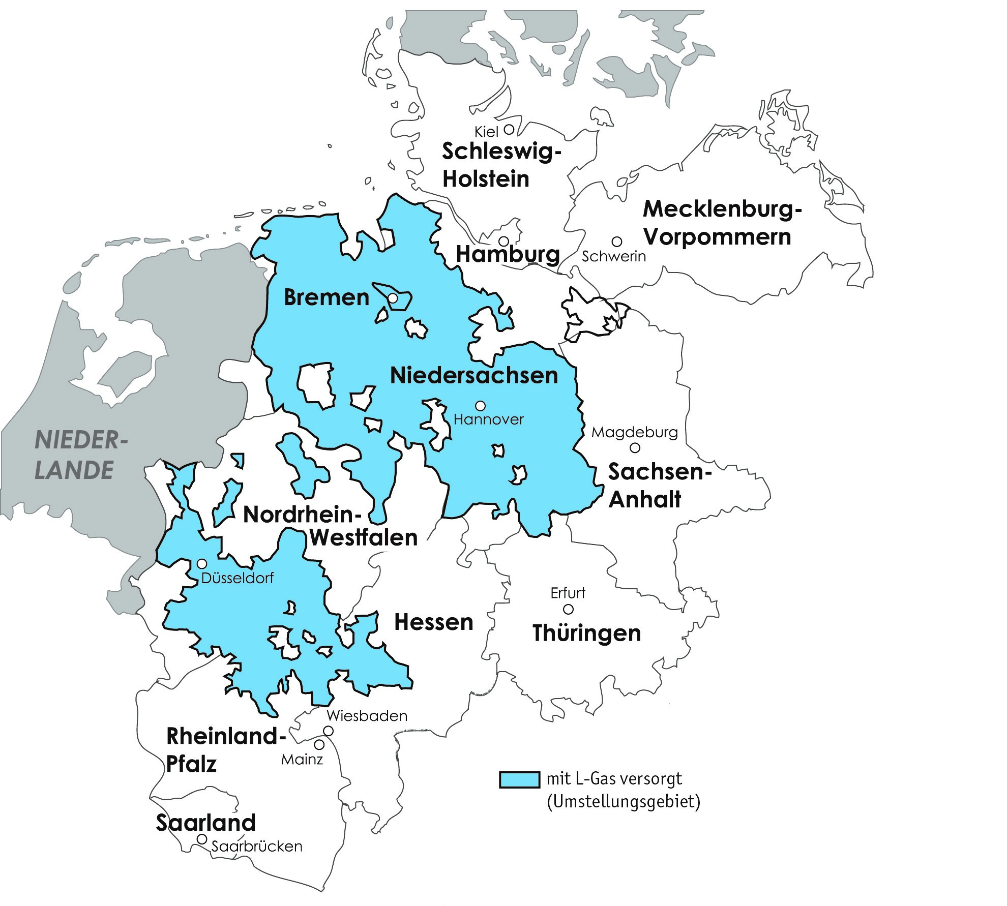 L-Gasnetzgebiete in Deutschland